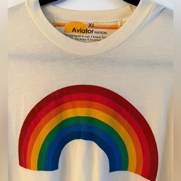 Aviator Nation Rainbow Cropped Boyrfriend Tee - Picture 2 of 5